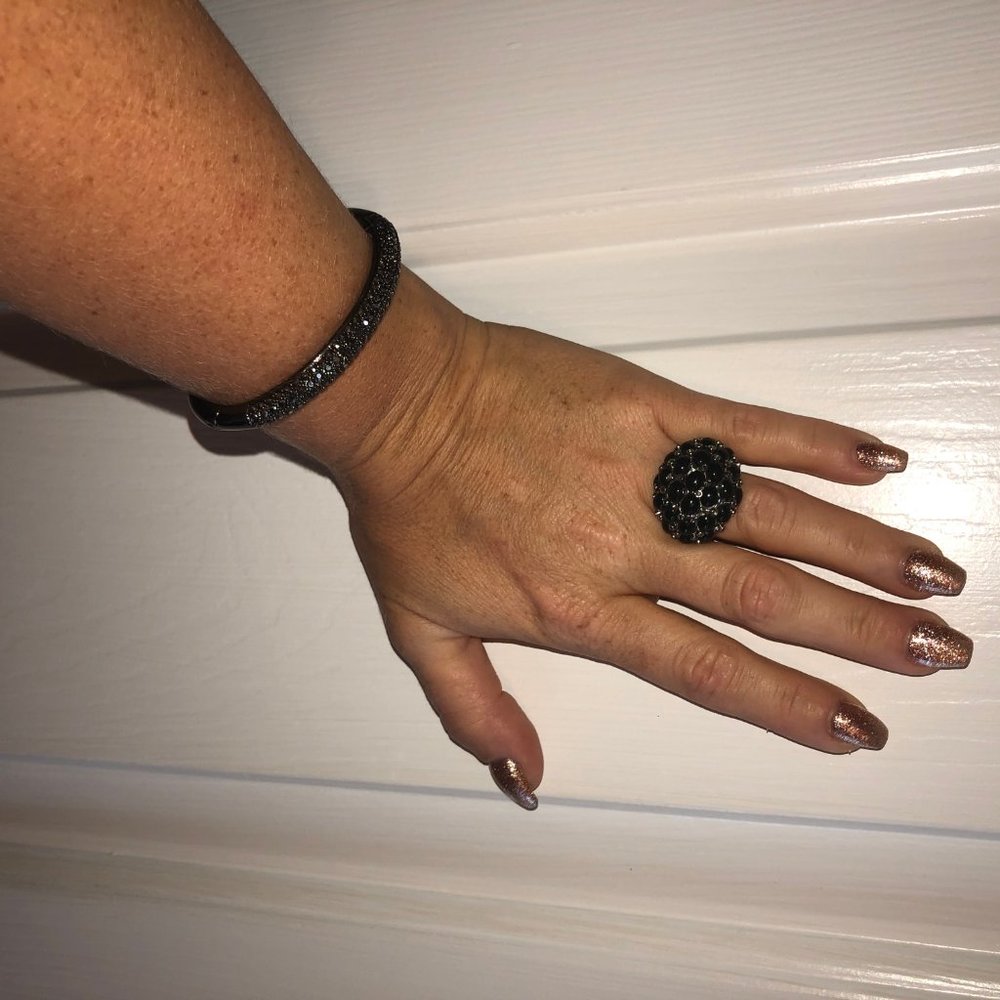 Black onyx and diamond accent bracelet